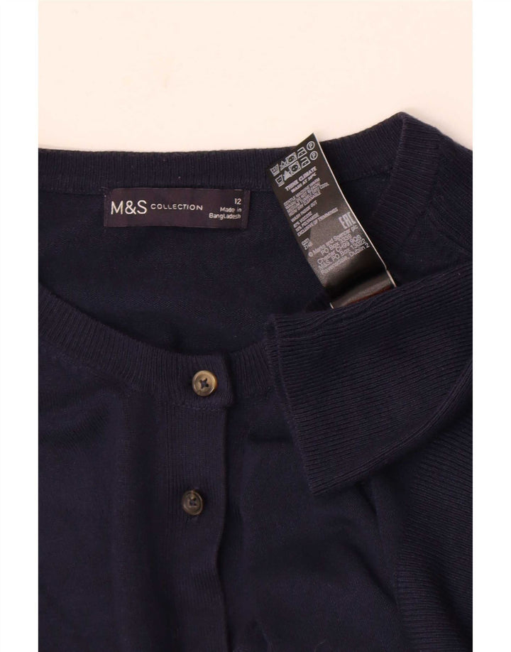 Marks & Spencer Dame Cardigan Sweater UK 12 Medium Navy Blue Viscose
