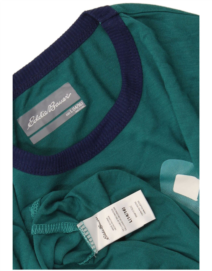 EDDIE BAUER Drenge Grafisk Top Langærmet 13-14 År Stor Grøn