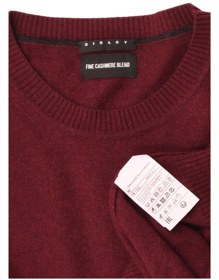 Sisley Herre Crew Neck Jumper Sweater Medium Burgundy Polyamid