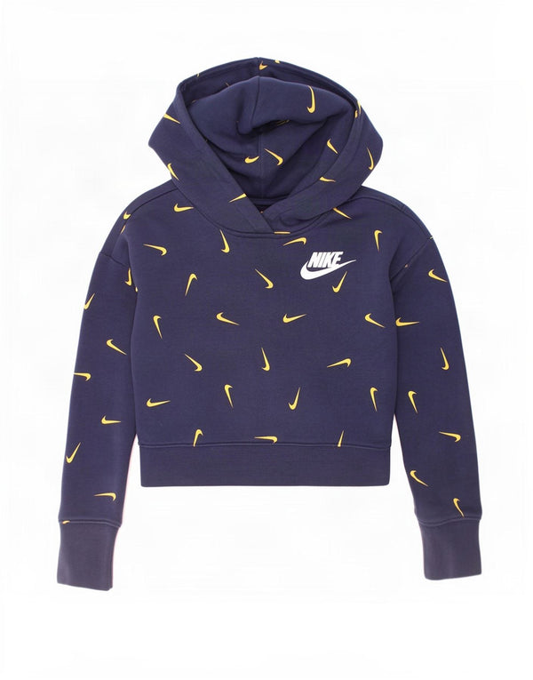 Nike piger grafisk standard pasform hættetrøje trøje 10-11 år medium marineblå