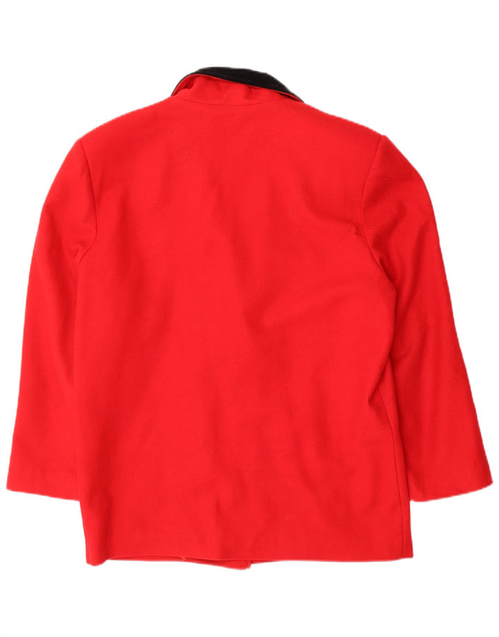 DIVINA Womens 2 Button Blazer Jacket UK 14 Large Red Colourblock Wool