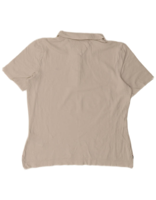 Tommy Hilfiger Dame Regular Fit Polo Shirt UK 14 Medium White Bomuld