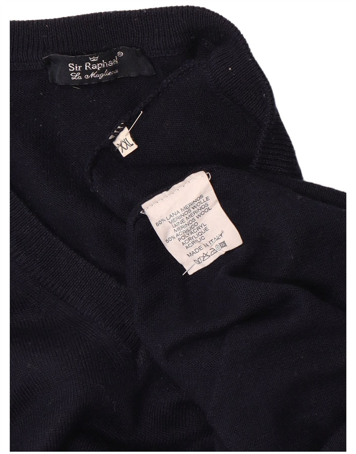 SIR RAPHAEL Herre V-hals sweater 2XL marineblå akryl