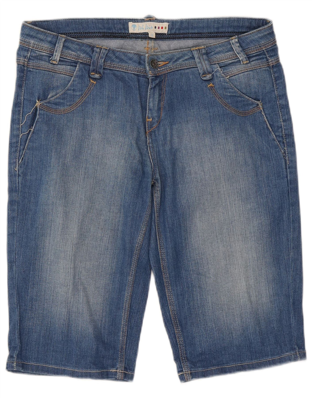 Fat Face Dame Denim Shorts UK 12 Medium W32 Blå Bomuld