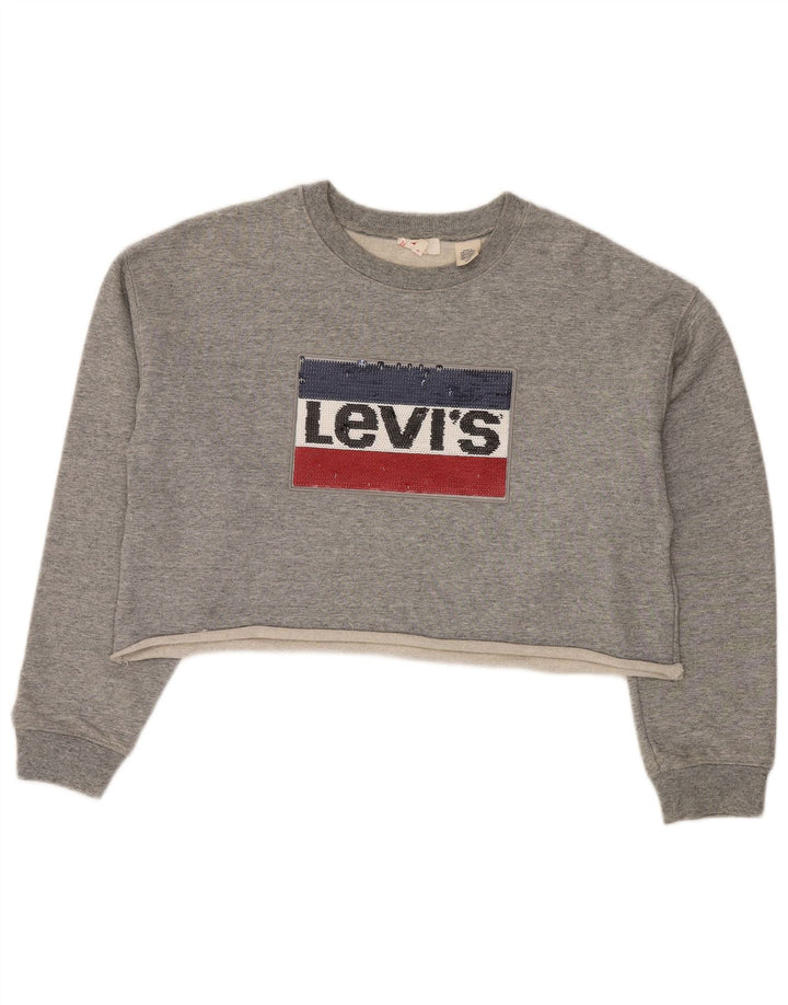 Levi's Dame Oversized Grafisk Sweatshirt Jumper UK 10 Lille Grå Bomuld