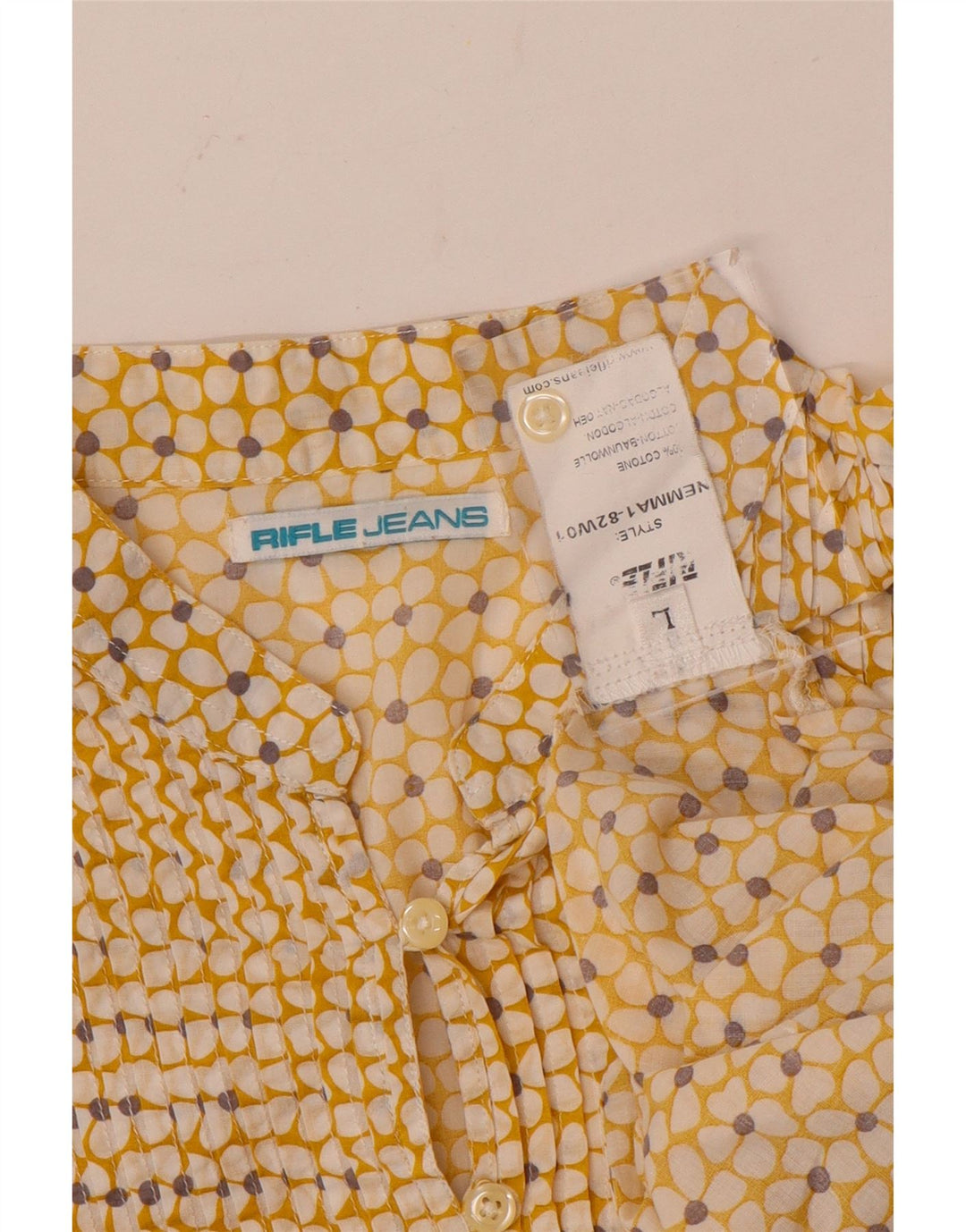 Rifle Dame Pullover Shirt UK 16 Large Yellow Floral Cotton
