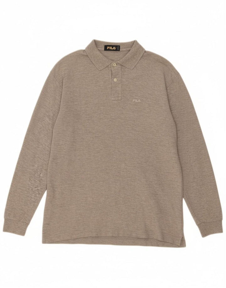 FILA Mens Long Sleeve Polo Shirt IT 46 Small Grey Cotton