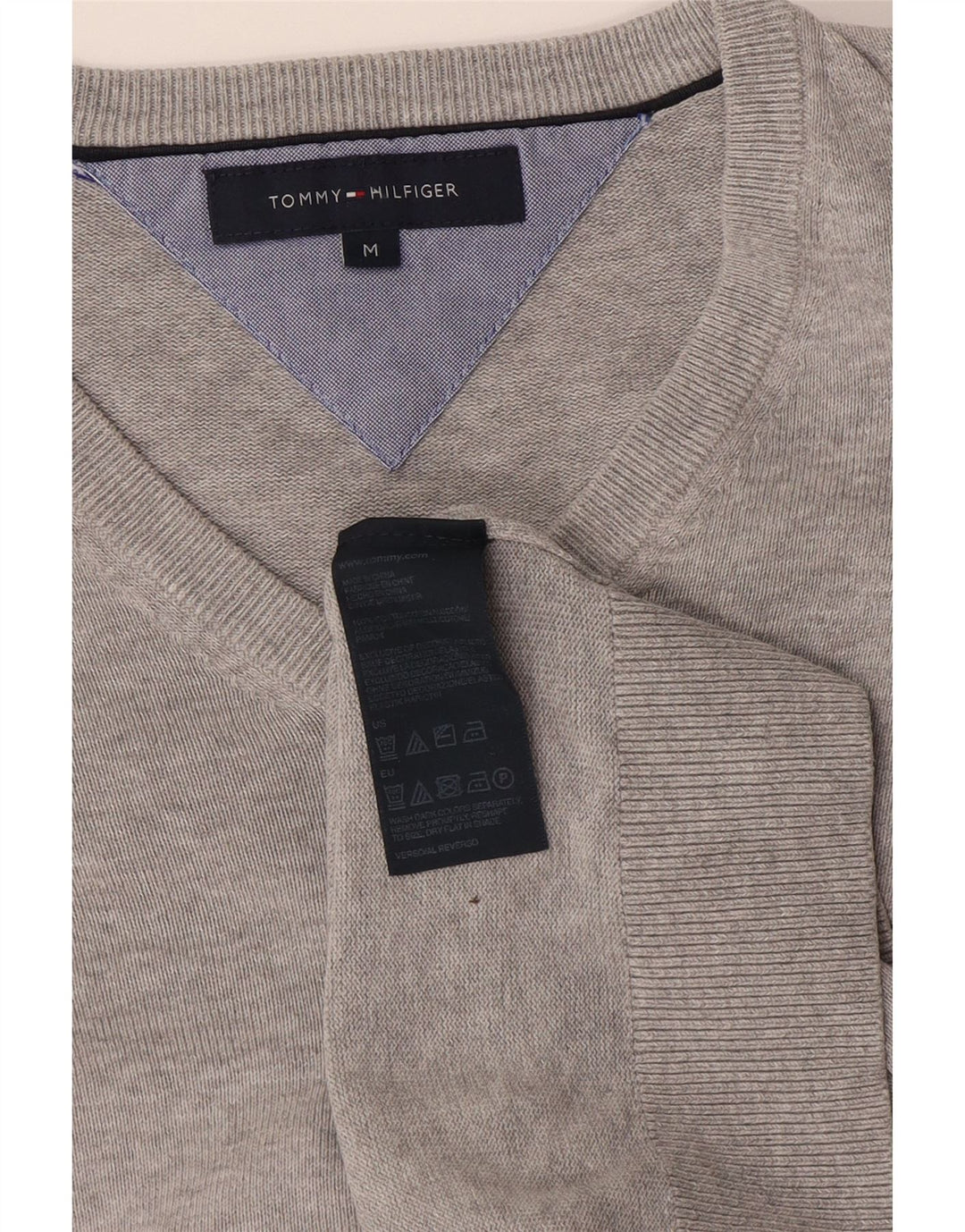 Tommy Hilfiger Herre V-hals sweater Medium Grå Bomuld