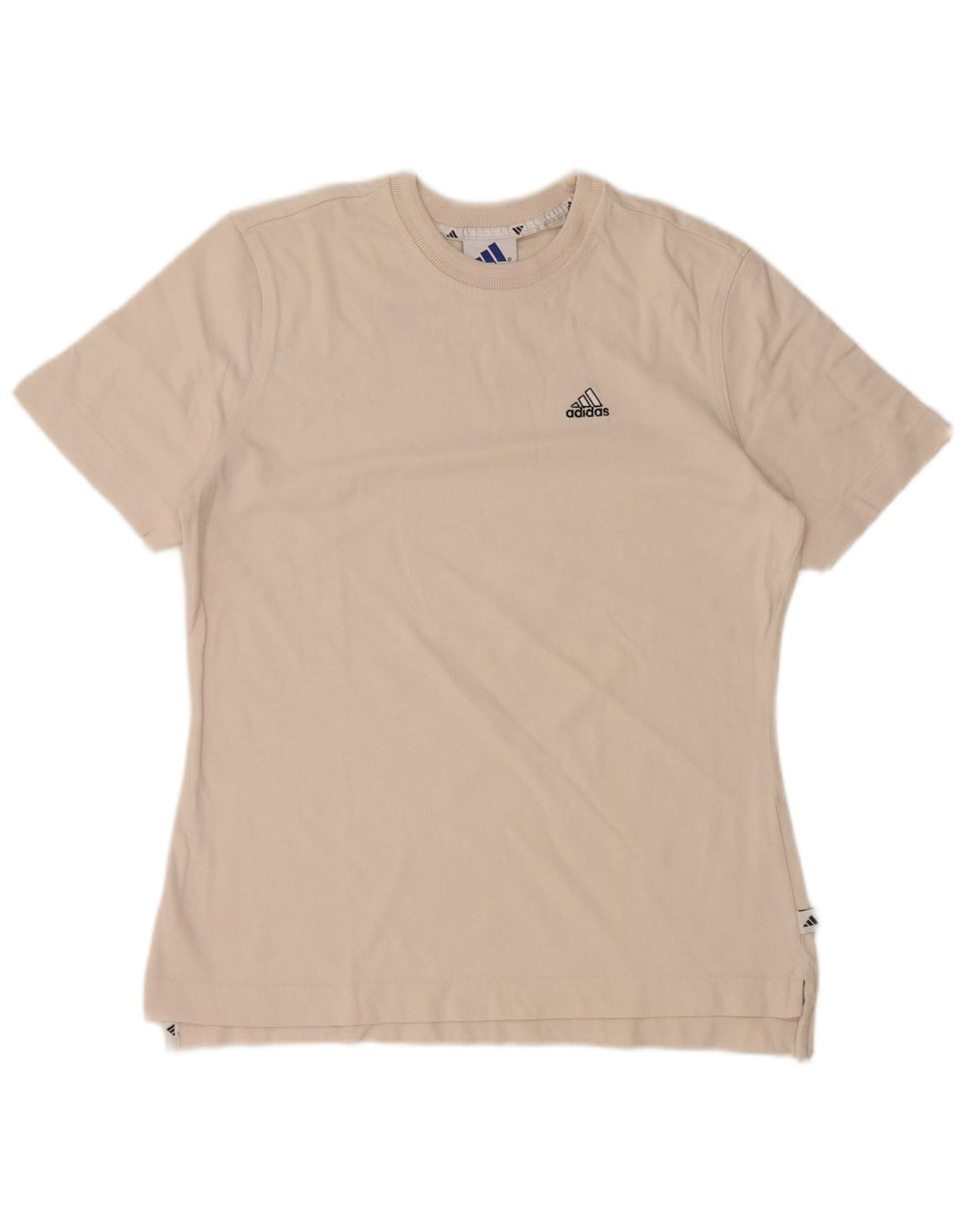 Adidas Dame T-Shirt Top UK 12 Medium Off White Bomuld
