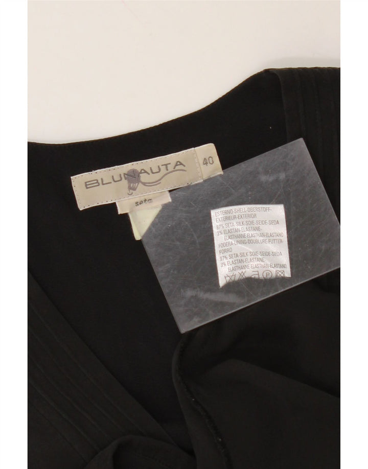BLUNAUTA Womens Sleeveless A-Line Dress IT 40 Small Black Silk
