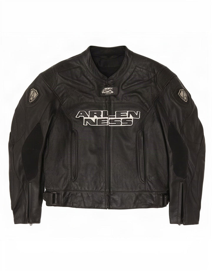 Arlen Ness Dame Motorstyle Graphic Racer Jacket Størrelse 42 Large Sort
