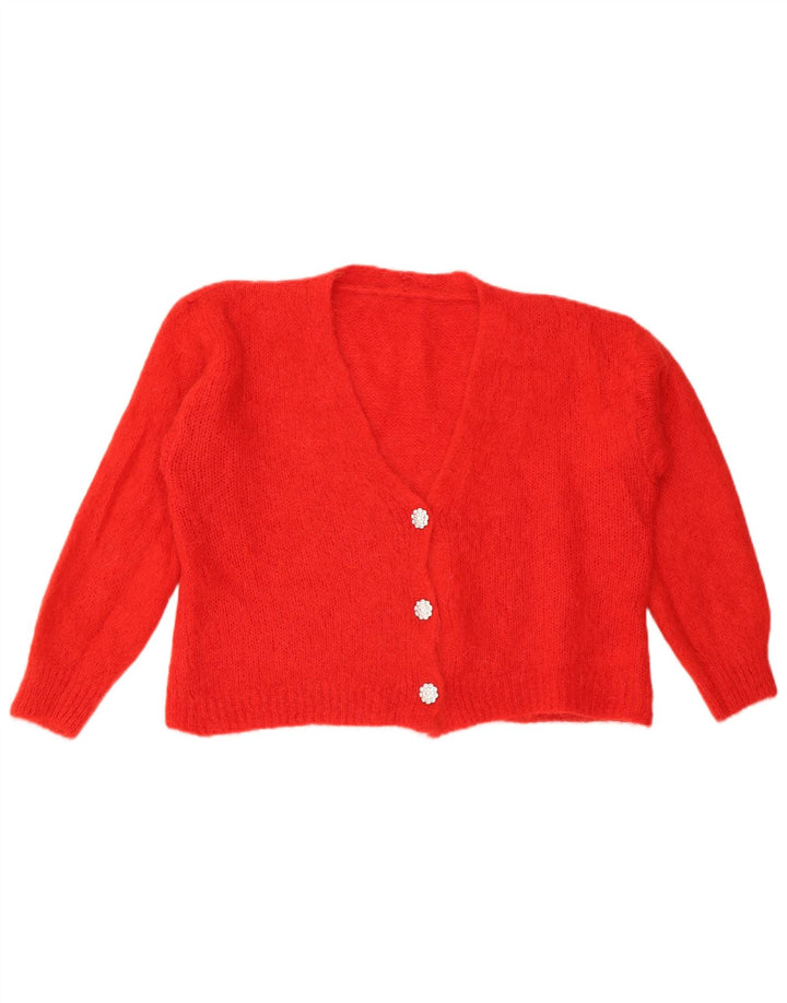 Vintage Womens Crop Cardigan Sweater UK 16 Large Red
