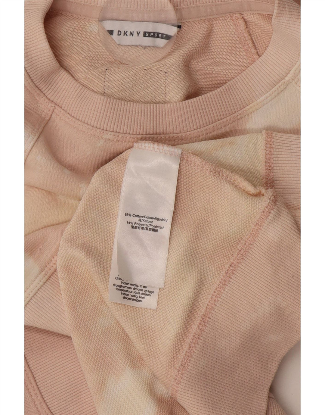 Dkny Womens Grafisk Sweatshirt Jumper UK 14 Medium Pink Tie Dye Bomuld