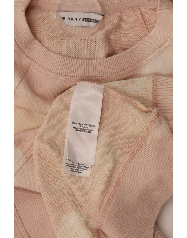Dkny Womens Grafisk Sweatshirt Jumper UK 14 Medium Pink Tie Dye Bomuld