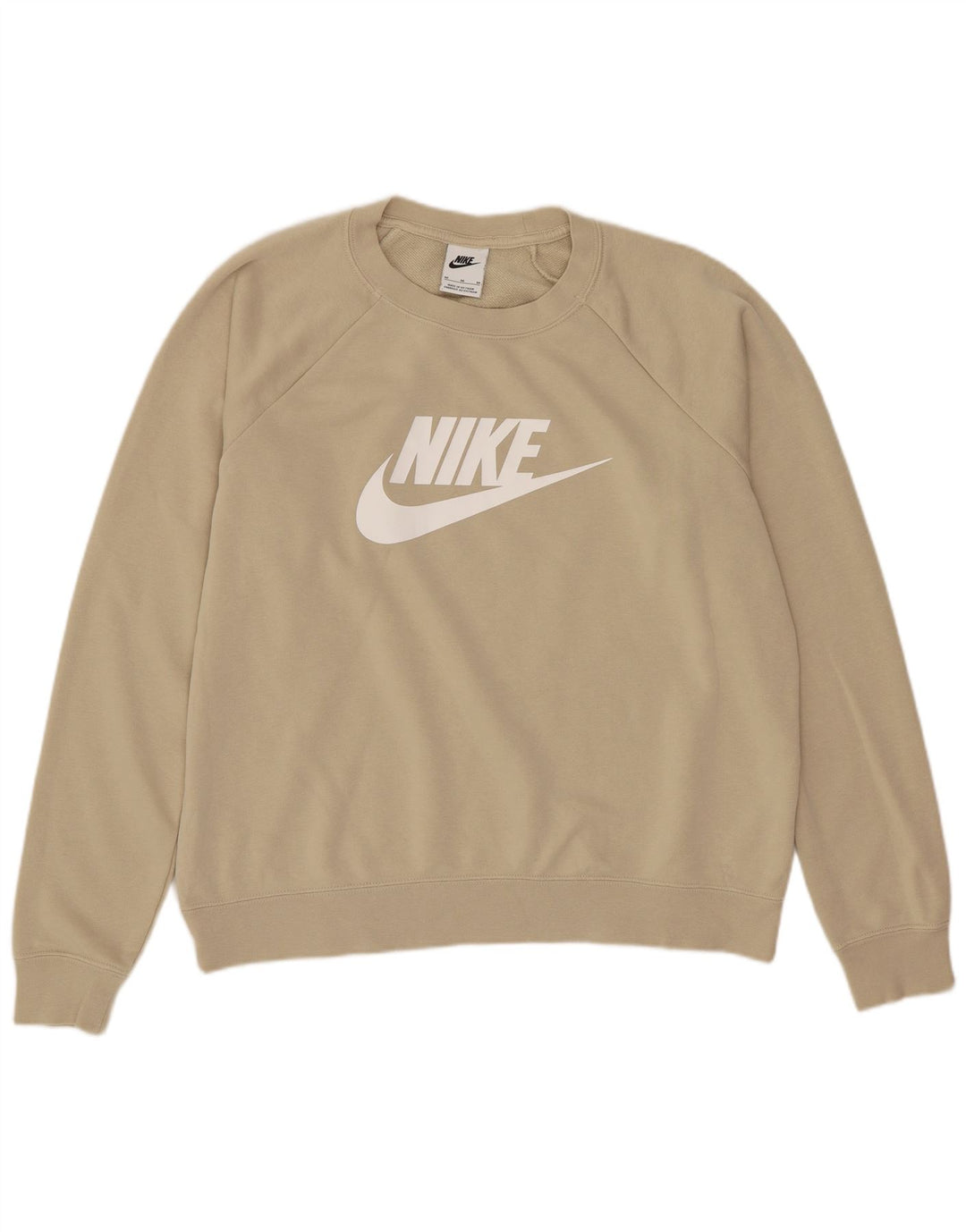 Nike Dame Grafisk Oversized Sweatshirt Jumper UK 14 Medium Beige Bomuld