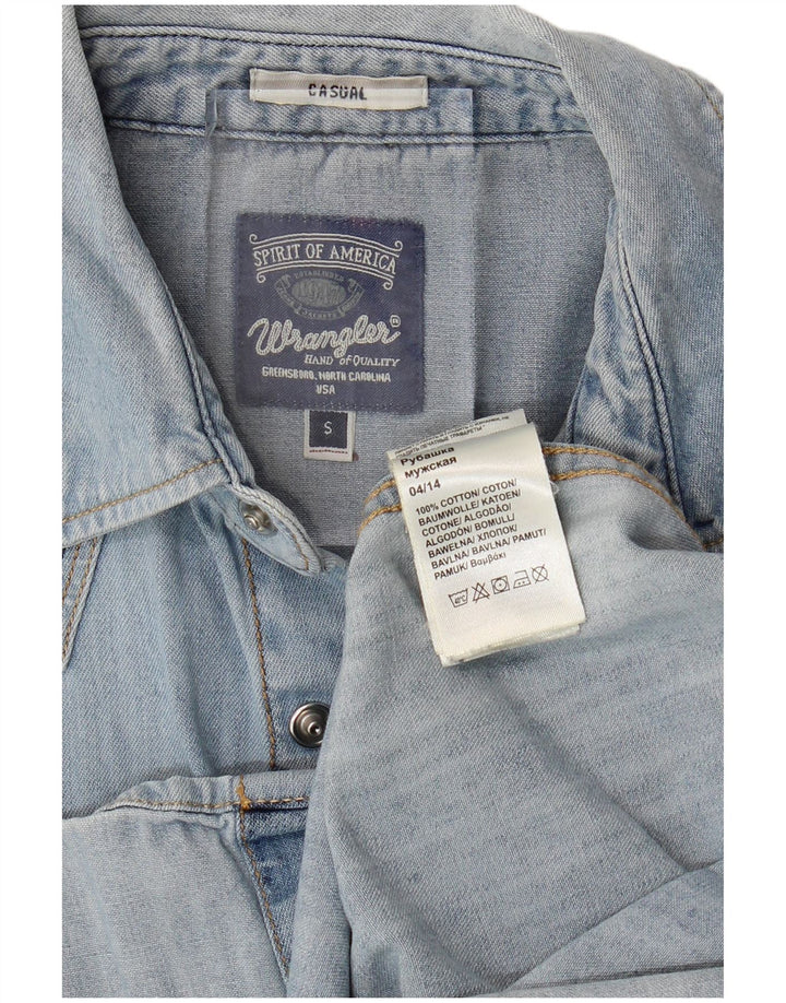 WRANGLER Herre Casual Denim skjorte Lille blå bomuld