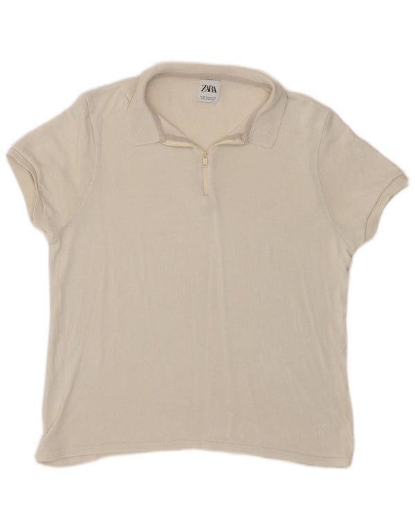 Zara Dame Polo Shirt UK 12 Medium Beige