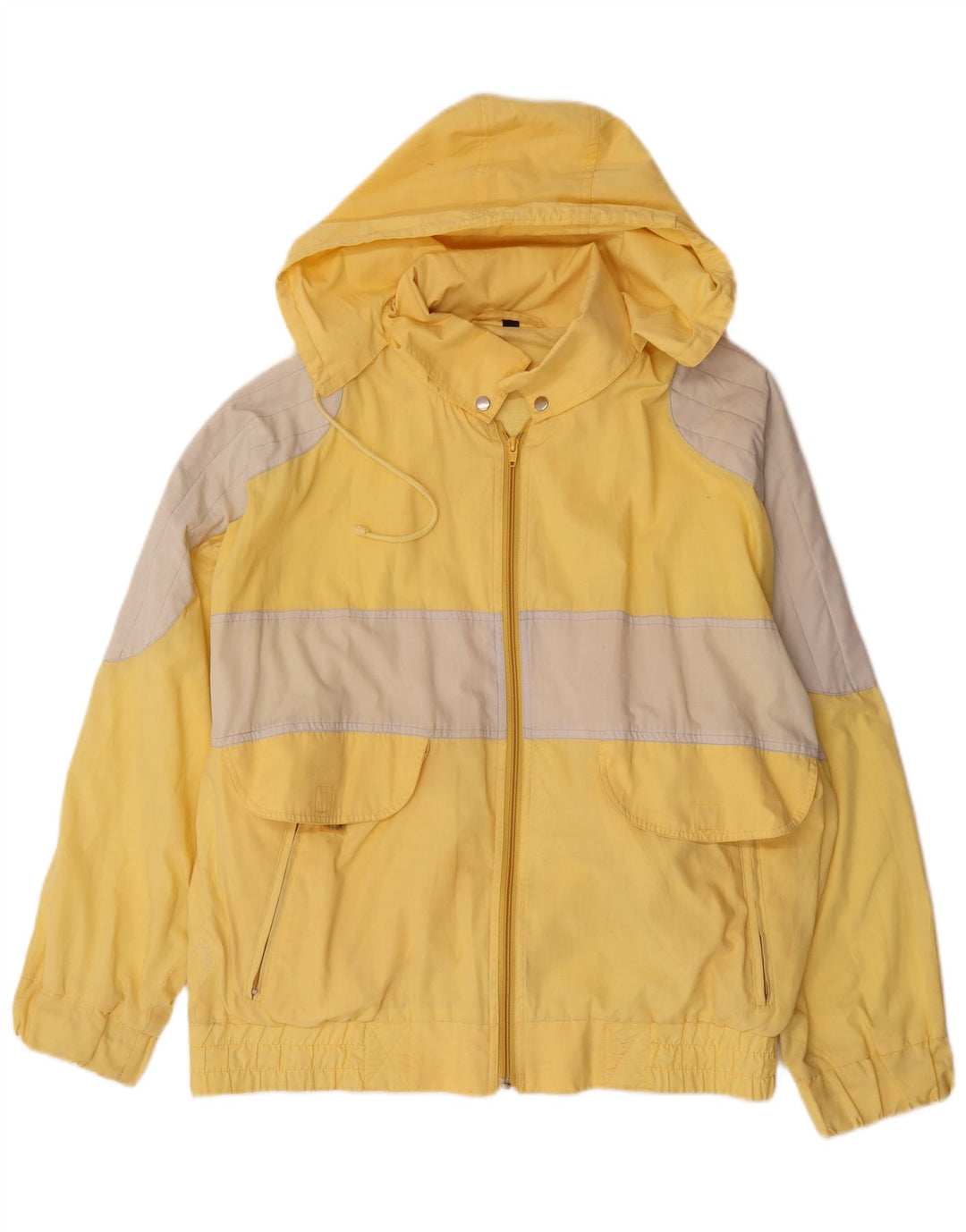 Vintage vindjakke med hætte til mænd UK 38 Medium Yellow Colourblock