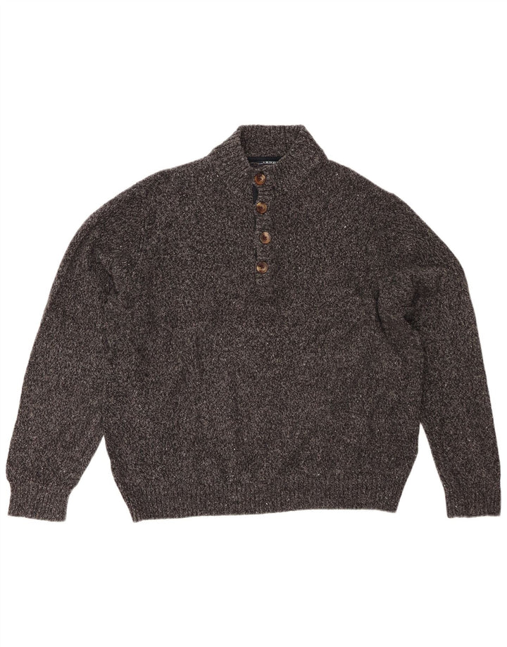 Izod Dame Button Neck Sweater UK 20 2XL Grå Flecked Acryl