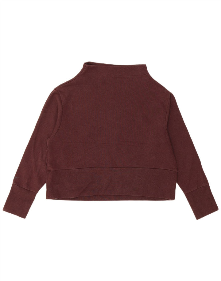 Nike Dame Dri Fit Crop Sweatshirt Jumper UK 14 Medium Burgundy Polyester