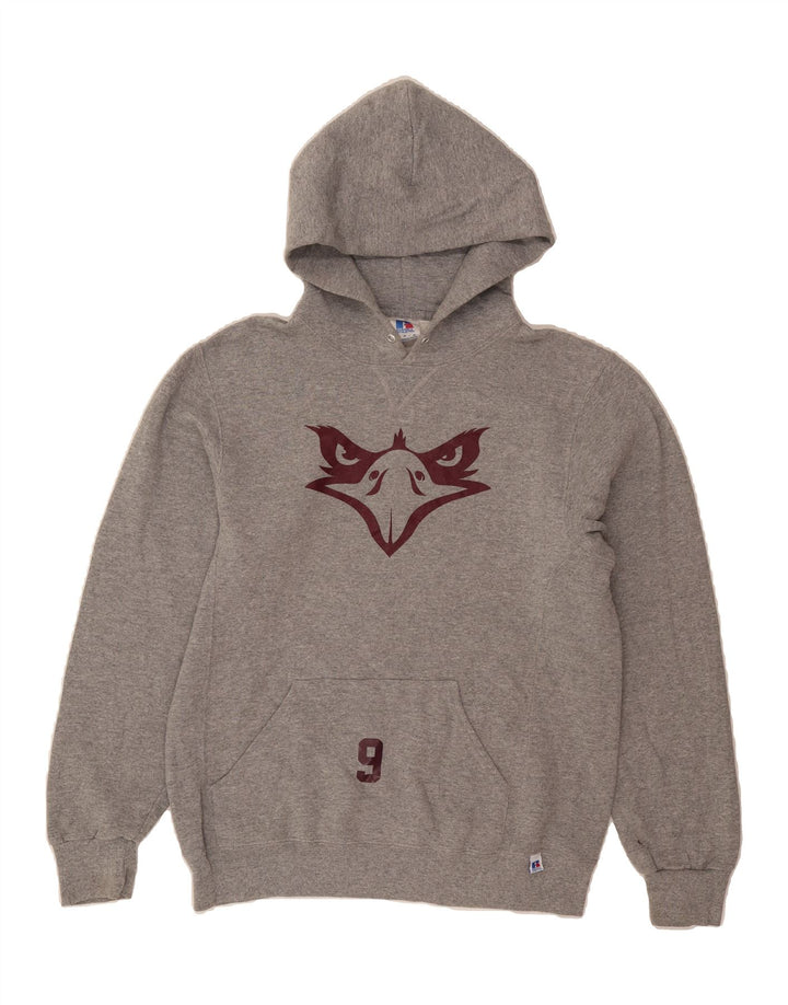 RUSSELL ATHLETIC Mens Graphic Hoodie Jumper Medium Grey Polyester Vintage Russell Athletic and Second-Hand Russell Athletic from Messina Hembry 