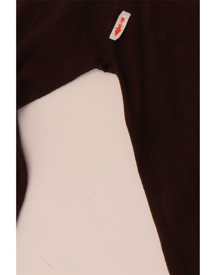 Zara Dame Cardigan Sweater UK 12 Medium Brun Bomuld