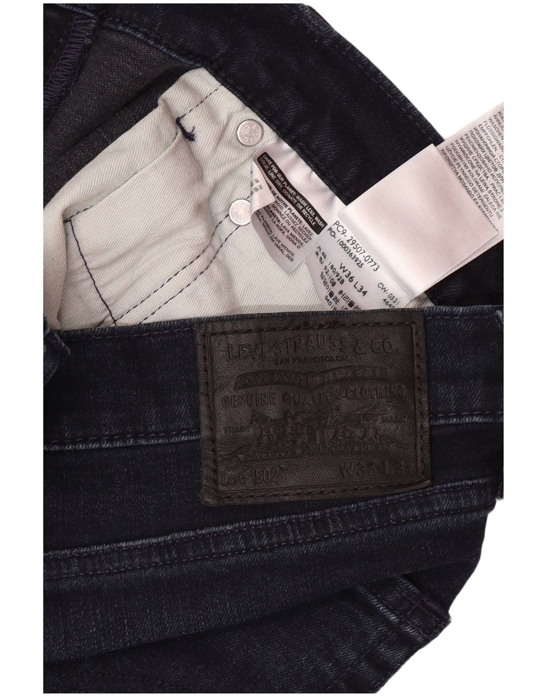 LEVI'S Herre 502 tilspidsede jeans W36 L32 Marineblå bomuld