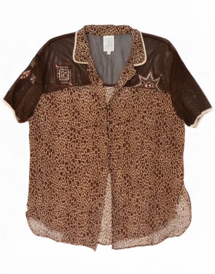 Maria Grazia Severi Dame Kortærmet Bluse IT 42 Medium Brun