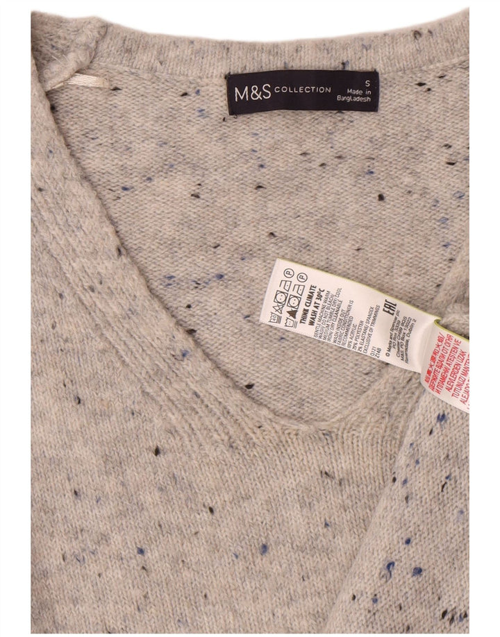 Marks & Spencer Dame V-hals sweater UK 10 Small Grey Flecked