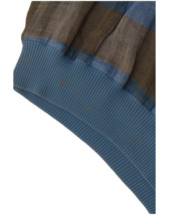 VINTAGE Kortærmet herretrøje IT 48 Medium Blue Check Flax