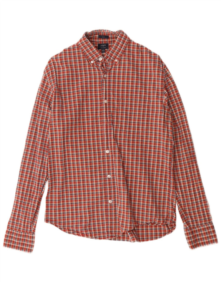J. CREW Herre Slim Fit skjorte Medium rød ternet bomuld