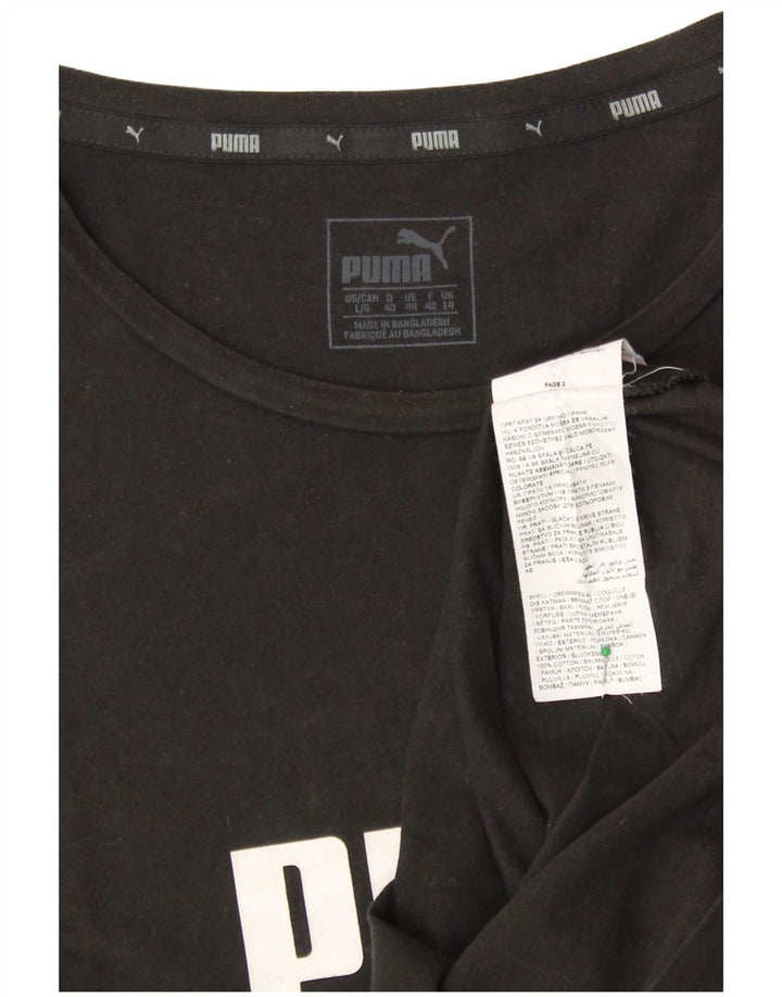 PUMA Grafisk T-shirt top til kvinder UK 14 Medium Sort bomuld