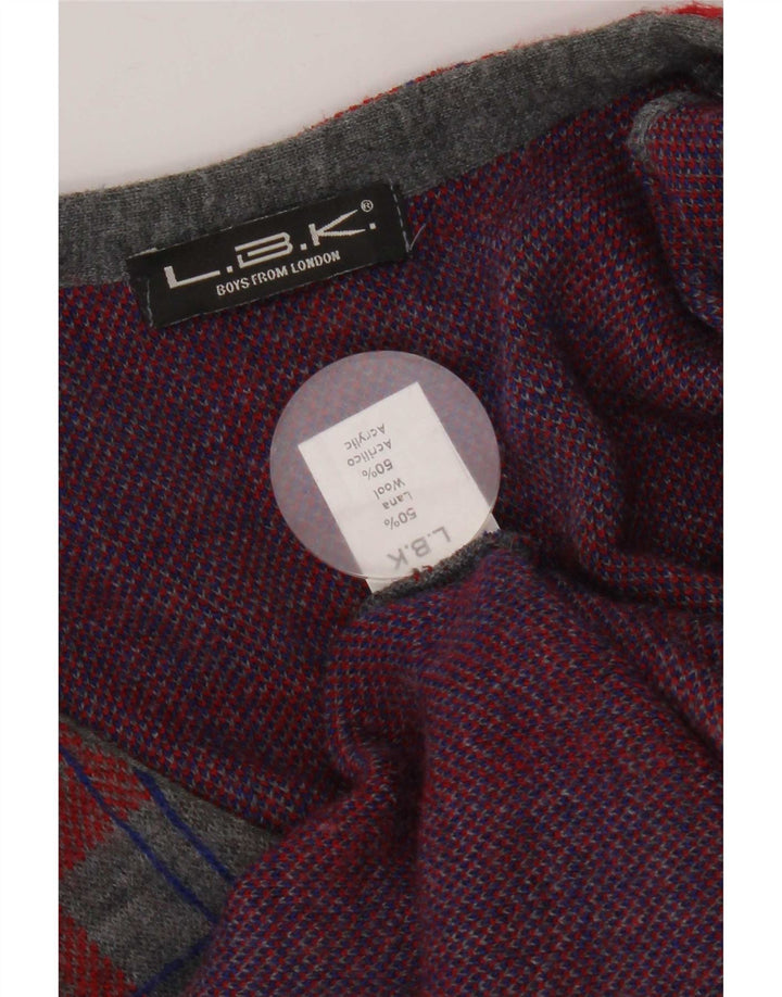 Vintage herre ærmeløs cardigan sweater lille grå ternet uld