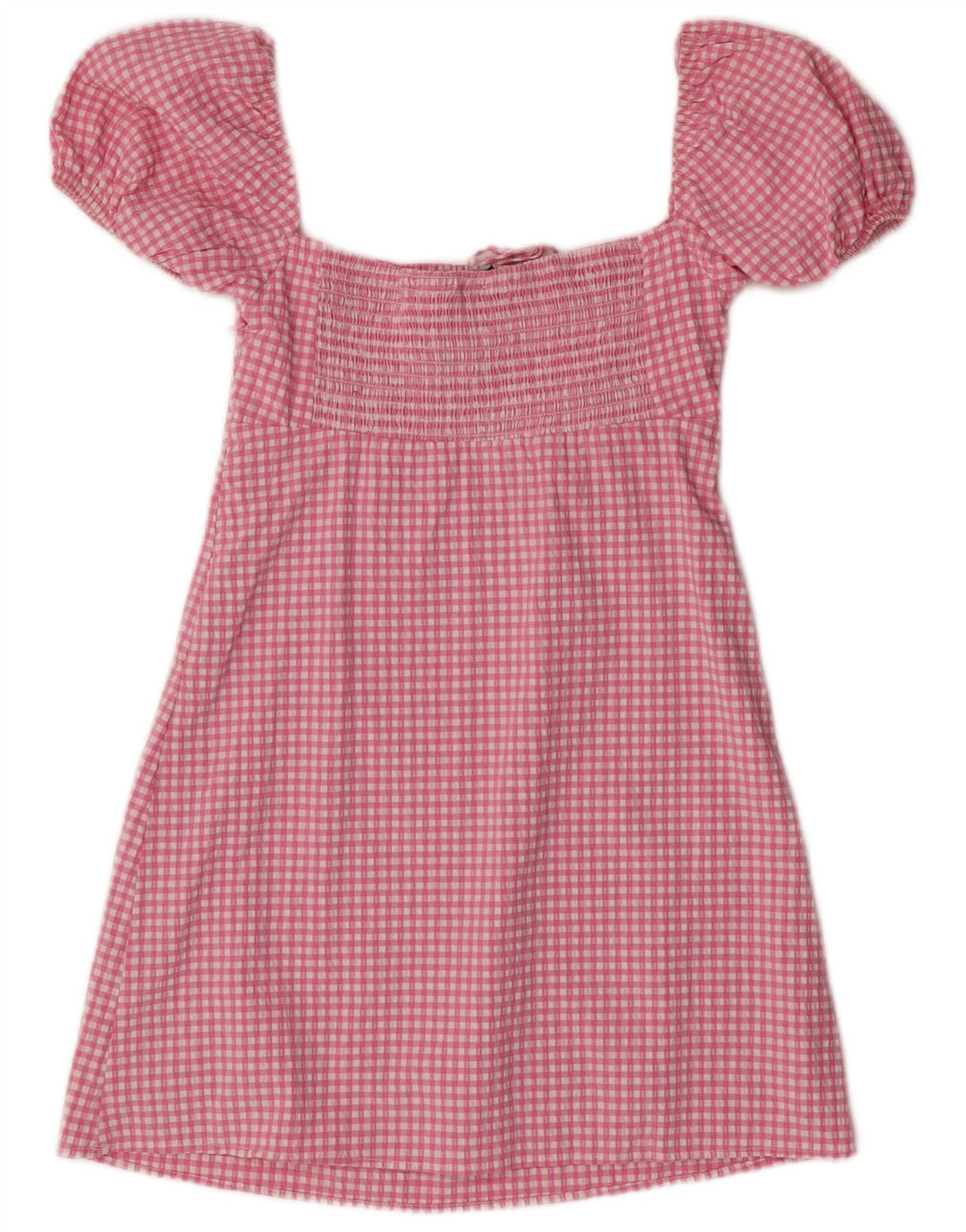 Zara Dame Kortærmede Sundress UK 12 Medium Pink Gingham Bohemian
