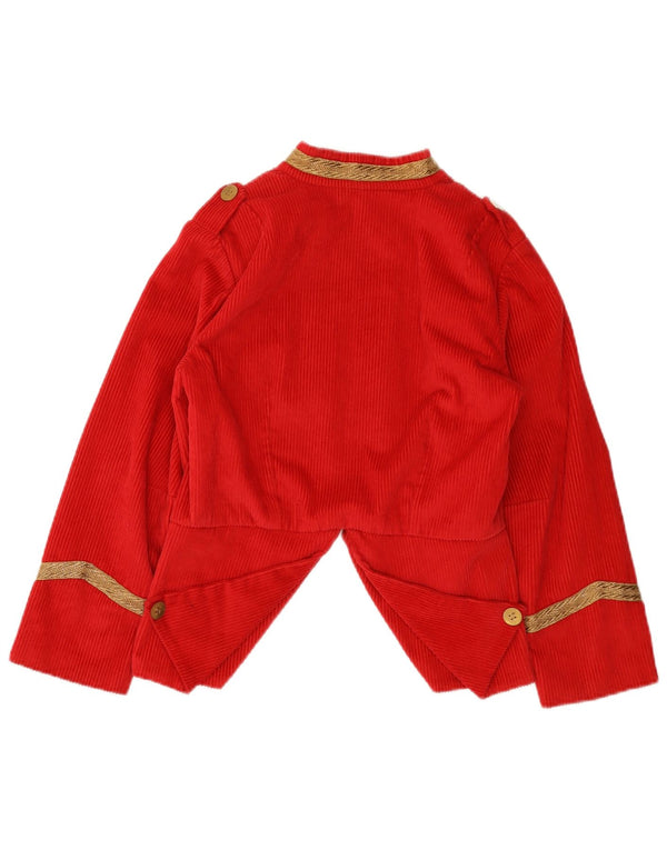 Vintage Dame Trachten Corduroy Military Blazer Jacket UK 10 Small Red