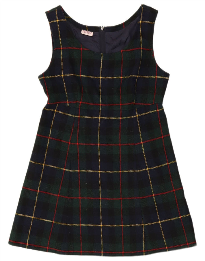 Stefanel Dame Ærmeløs A-Line Kjole UK 12 Medium Navy Blue Check