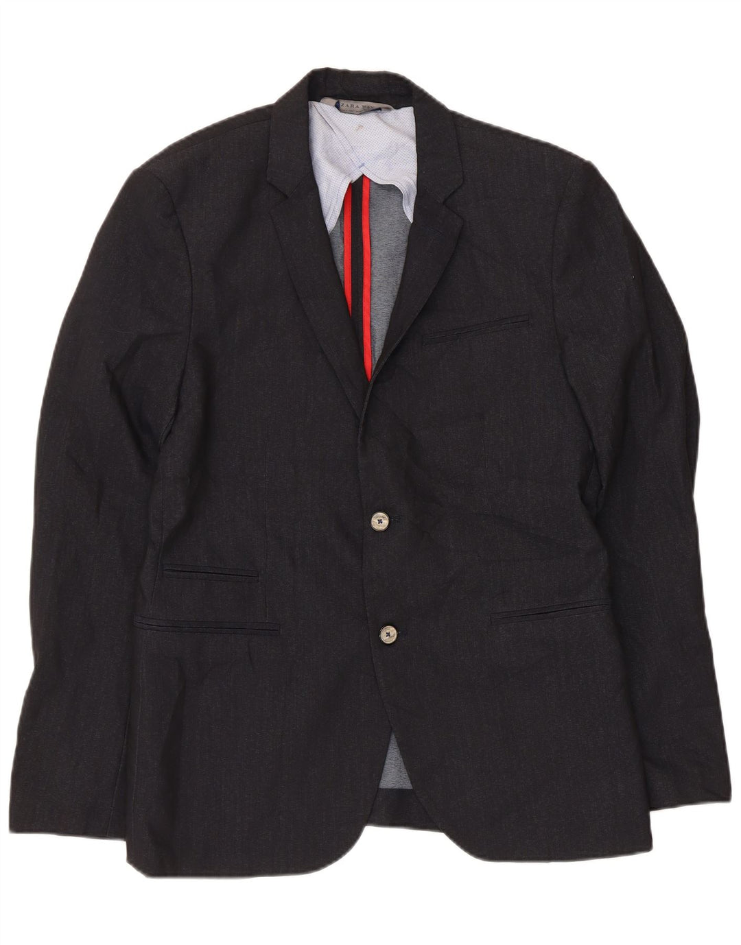 Zara Herre 2-knaps blazerjakke EU 50 Medium Navyblå Polyester