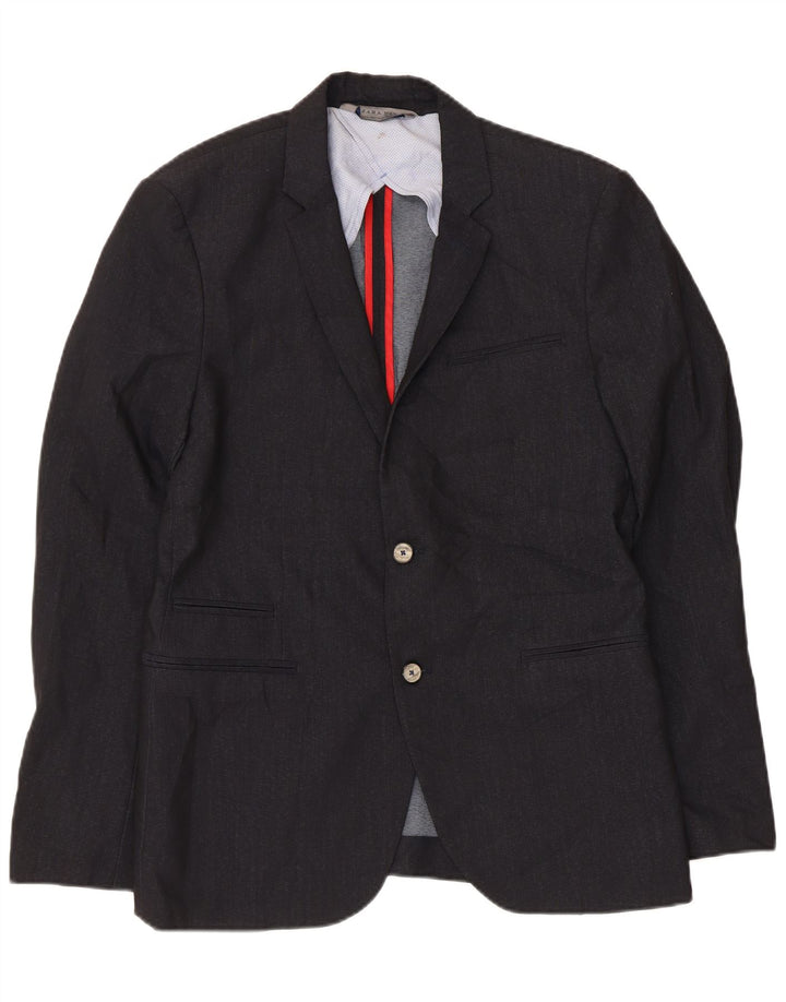 Zara Herre 2-knaps blazerjakke EU 50 Medium Navyblå Polyester