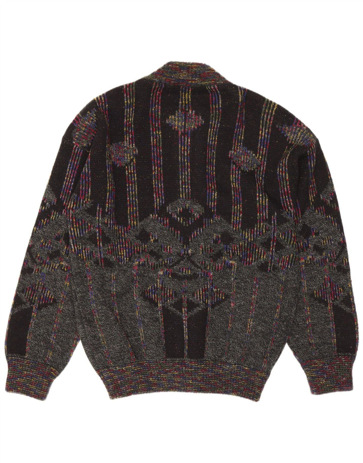 Tris Line Herre Cardigan Sweater IT 50 Medium Flerfarvet geometrisk uld