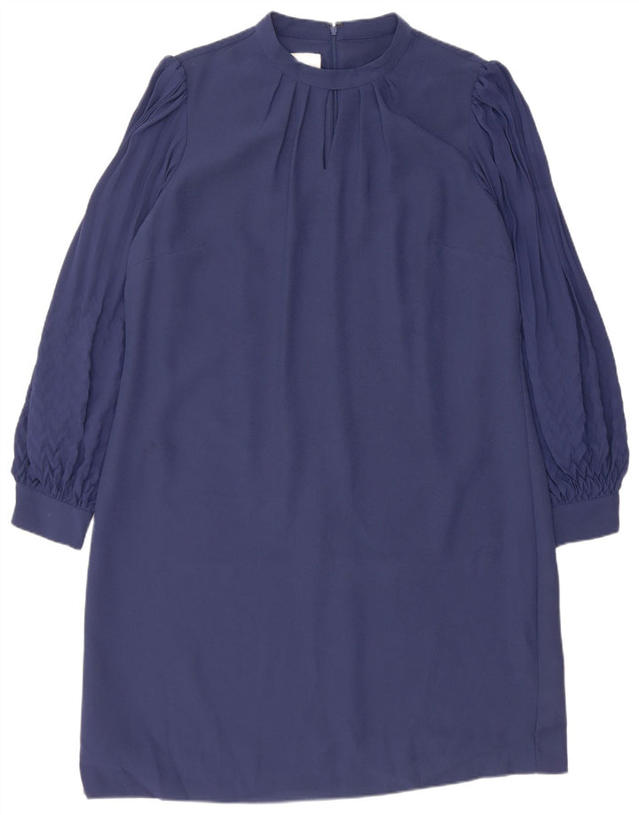 Hobbs Dame Langærmet Skift Kjole UK 16 Large Navy Blue Polyester