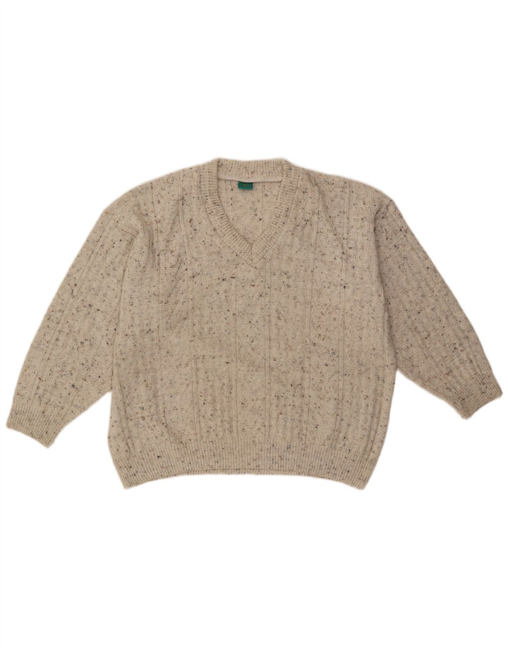 CANDA Herre V-hals sweater Stor Beige Flecked Acryl