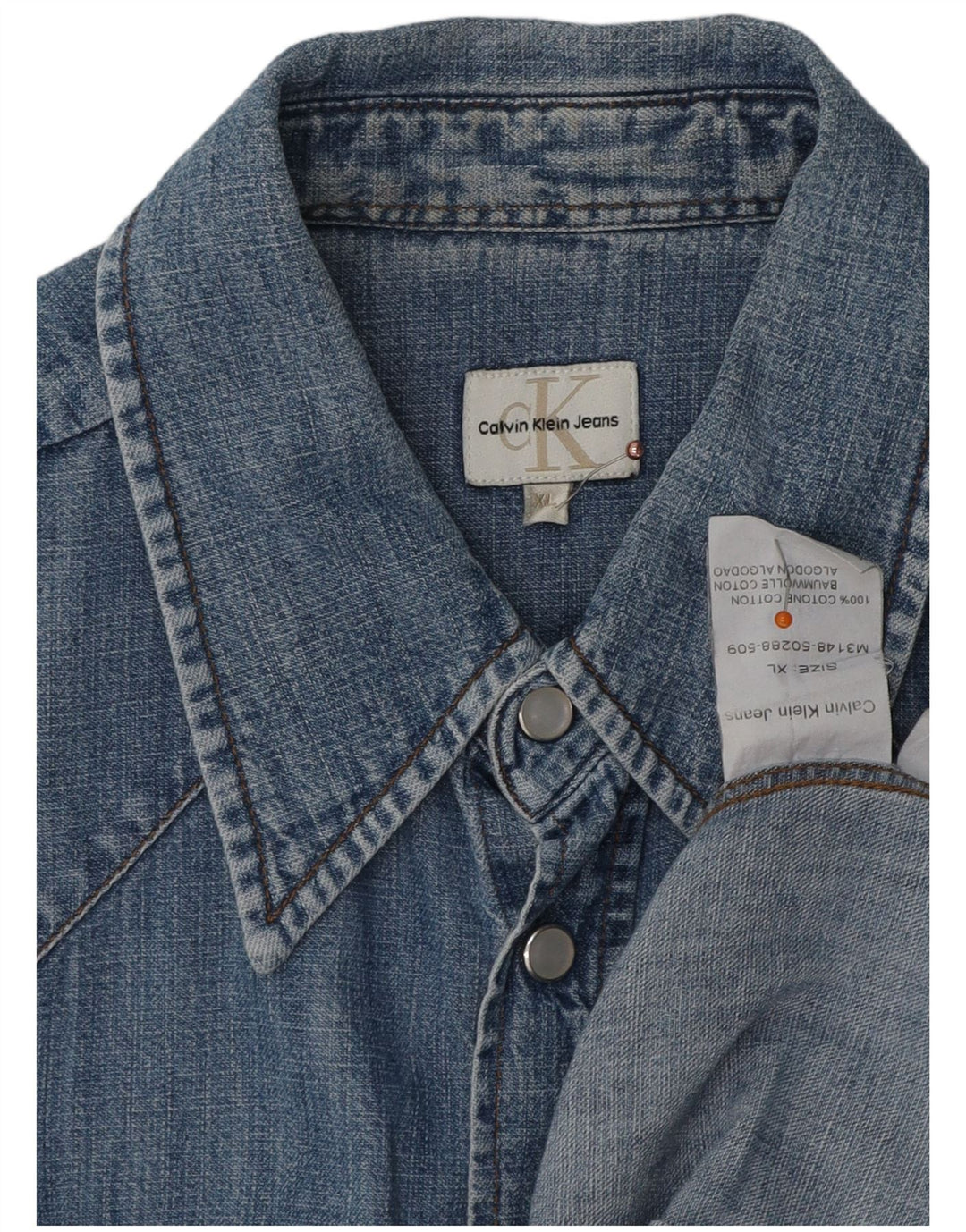 Calvin Klein Jeans Dame Kortærmet Denim Shirt UK 18 XL Blå Bomuld