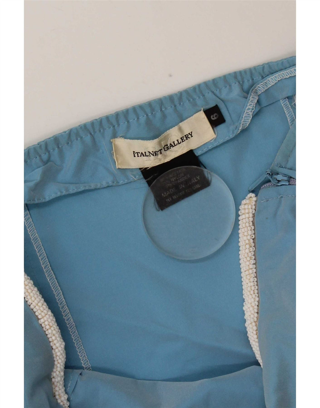 Vintage Dame Crop Stropløs Top UK 6 XS Blue Acetate