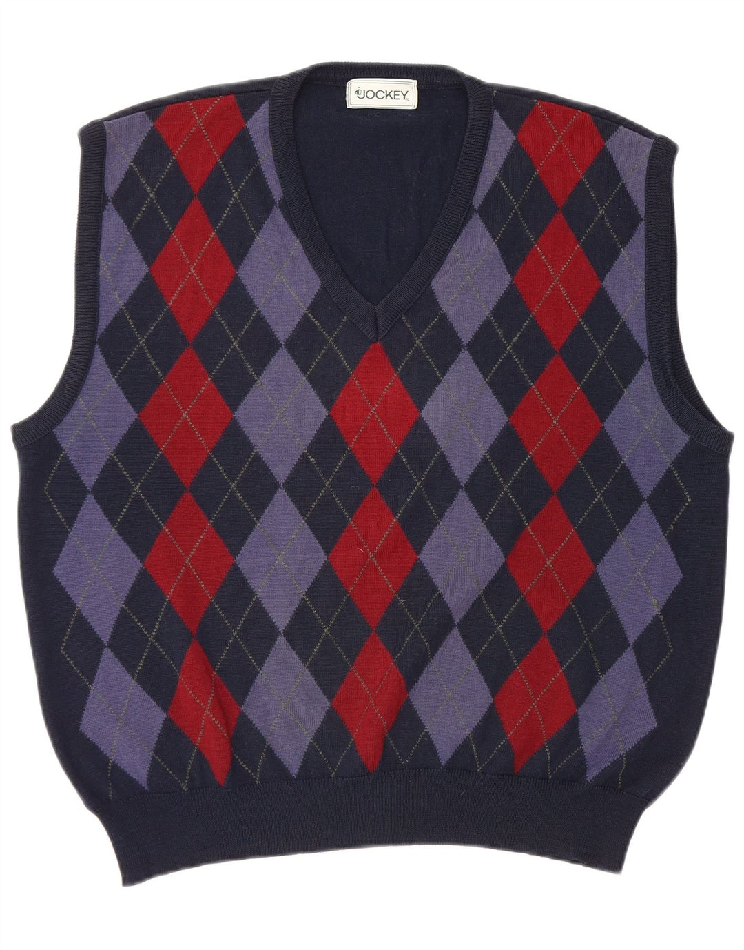Jockey Herrevest Tank Top Large Navy Blue Argyle/Diamond