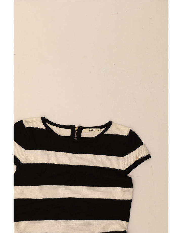 OASIS Womens Blouse Top UK 12 Medium Black Striped Cotton Vintage Oasis and Second-Hand Oasis from Messina Hembry 