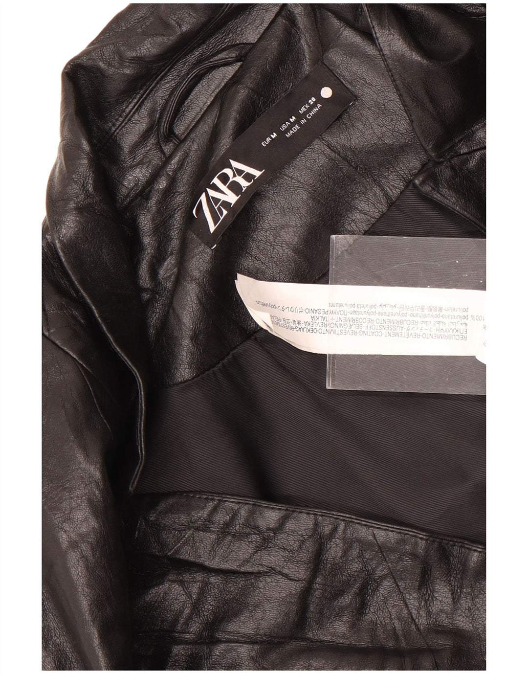 Zara Dame 1 knap imiteret læder blazerjakke UK 14 Medium Sort