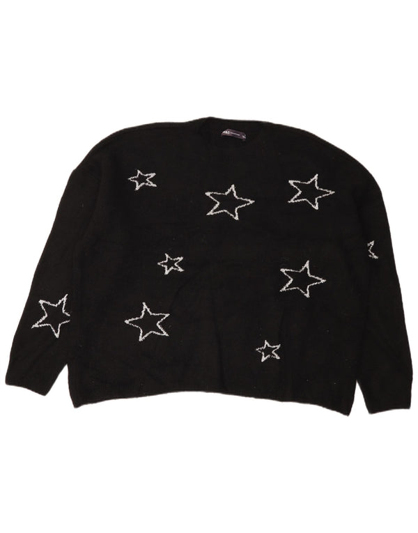 Marks & Spencer Dame grafisk rund hals sweater UK 18 XL Sort