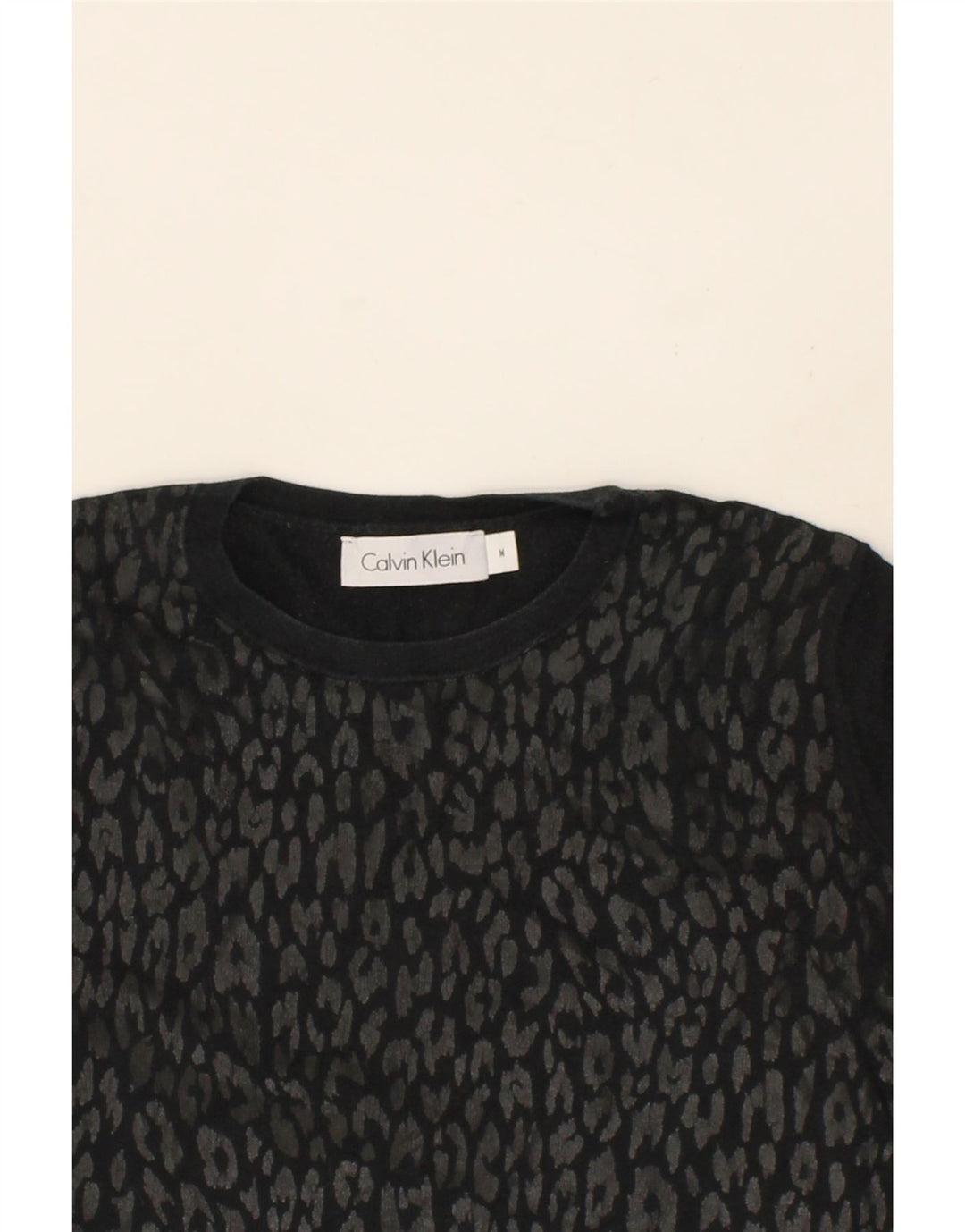 CALVIN KLEIN Womens Sweatshirt Jumper UK 14 Medium Black Animal Print Vintage Calvin Klein and Second-Hand Calvin Klein from Messina Hembry 