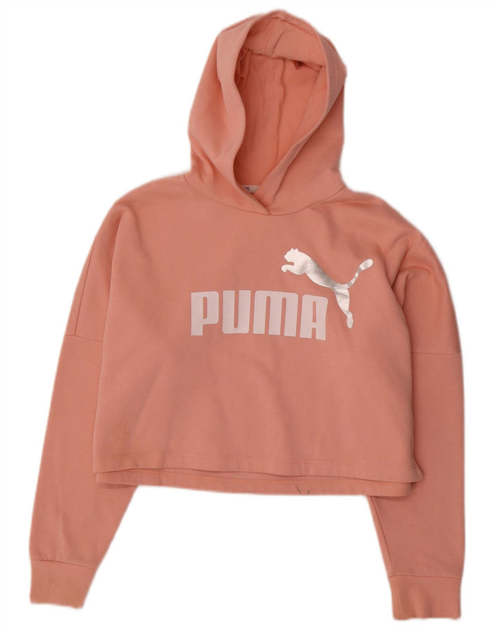 Puma Girls Oversized Crop Grafisk Hoodie Jumper 11-12 år Pink Polyester