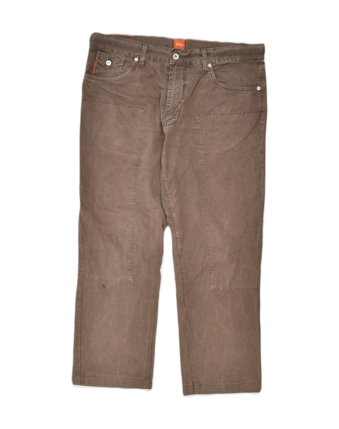 HUGO BOSS Mens Straight Casual Trousers W35 L26 Brown Cotton | Vintage Hugo Boss | Thrift | Second-Hand Hugo Boss | Used Clothing | Messina Hembry 